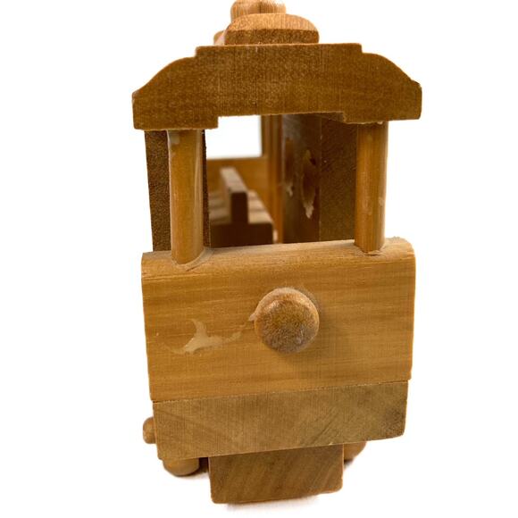Vintage Rolling Wooden San Francisco Trolley Car with painted Wheels Shelf Size - Picture 7 of 7